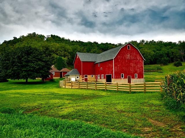 Red barn on country side