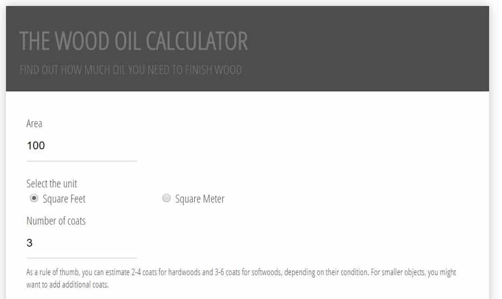 The Wood Oil Calculator